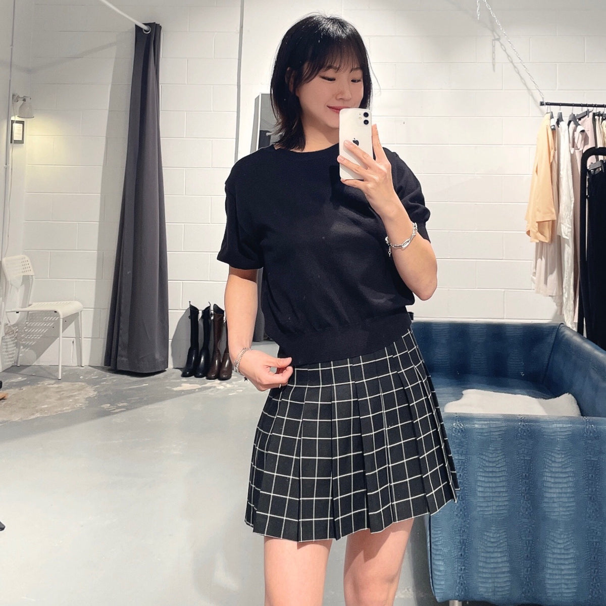 Gingham tennis shop skirt