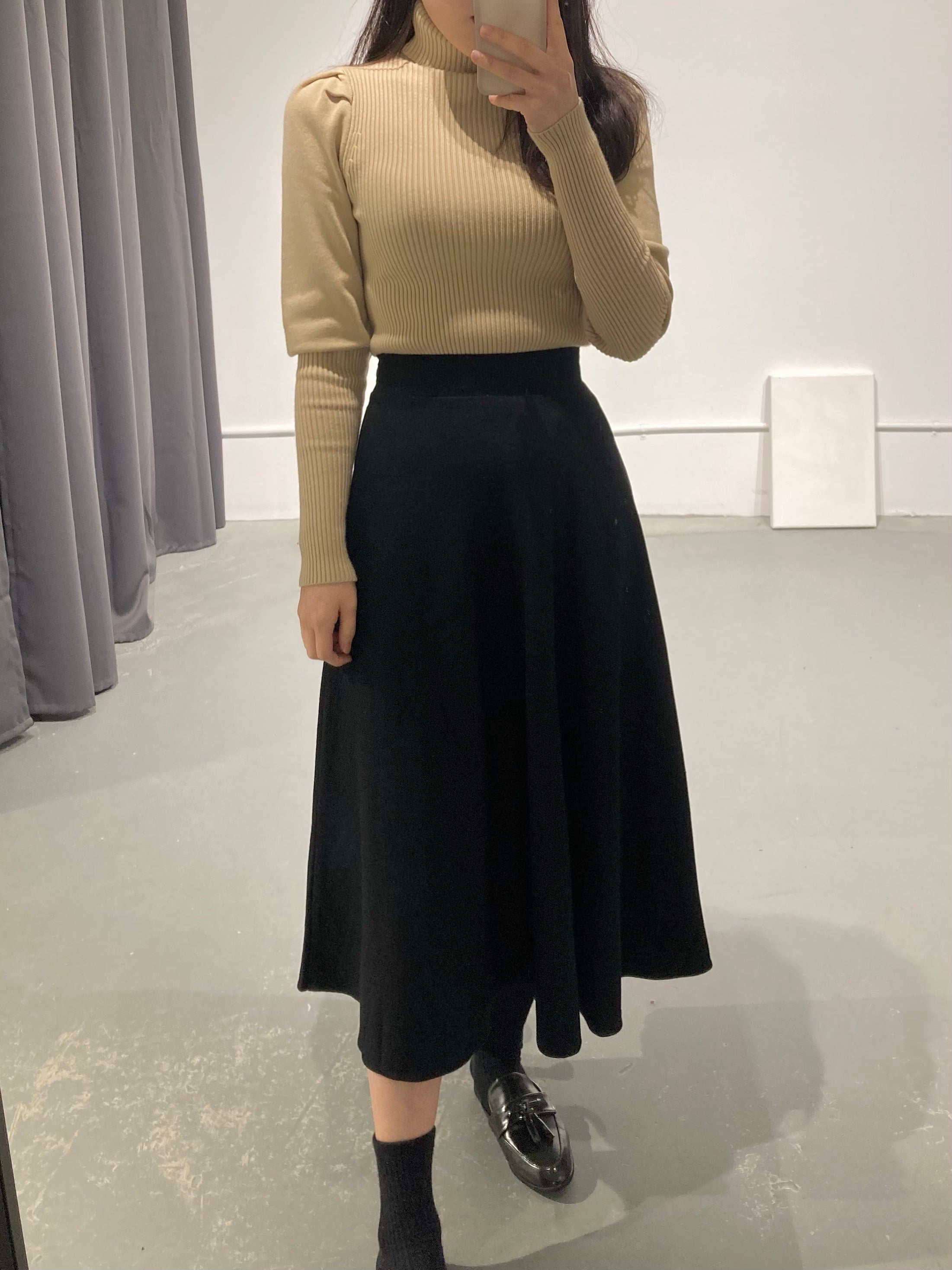 Wool Maxi Flared Skirt