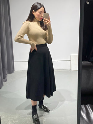 Wool Maxi Flared Skirt