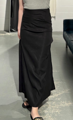 XY Side Shirring Long Skirt