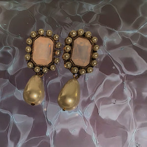 Antic Rectan Pearl Drop Earrings