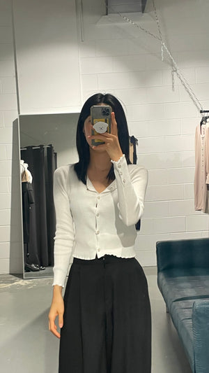 Ribbed Slim Cardigan w Jewel Buttons