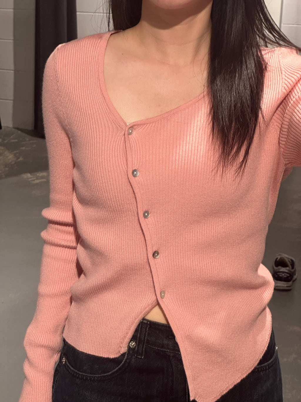 Blackpom Unbal Rib Cardigan
