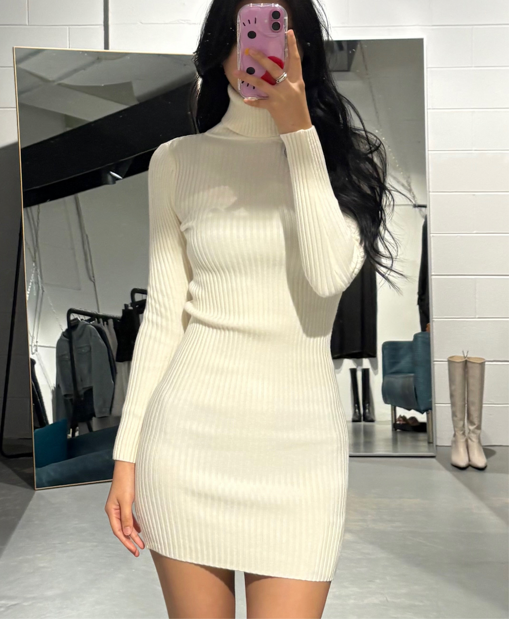 No3 Turtle Rib Knit Dress