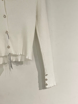 Ribbed Slim Cardigan w Jewel Buttons