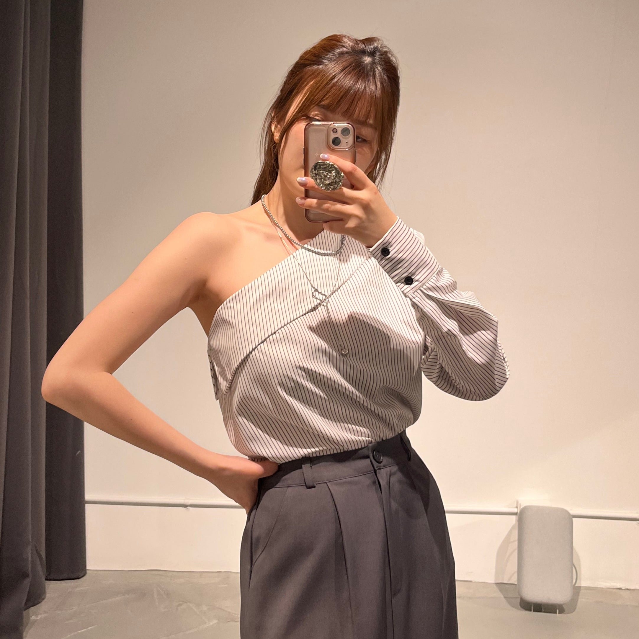 Yuni Stripe Unbal Shirt