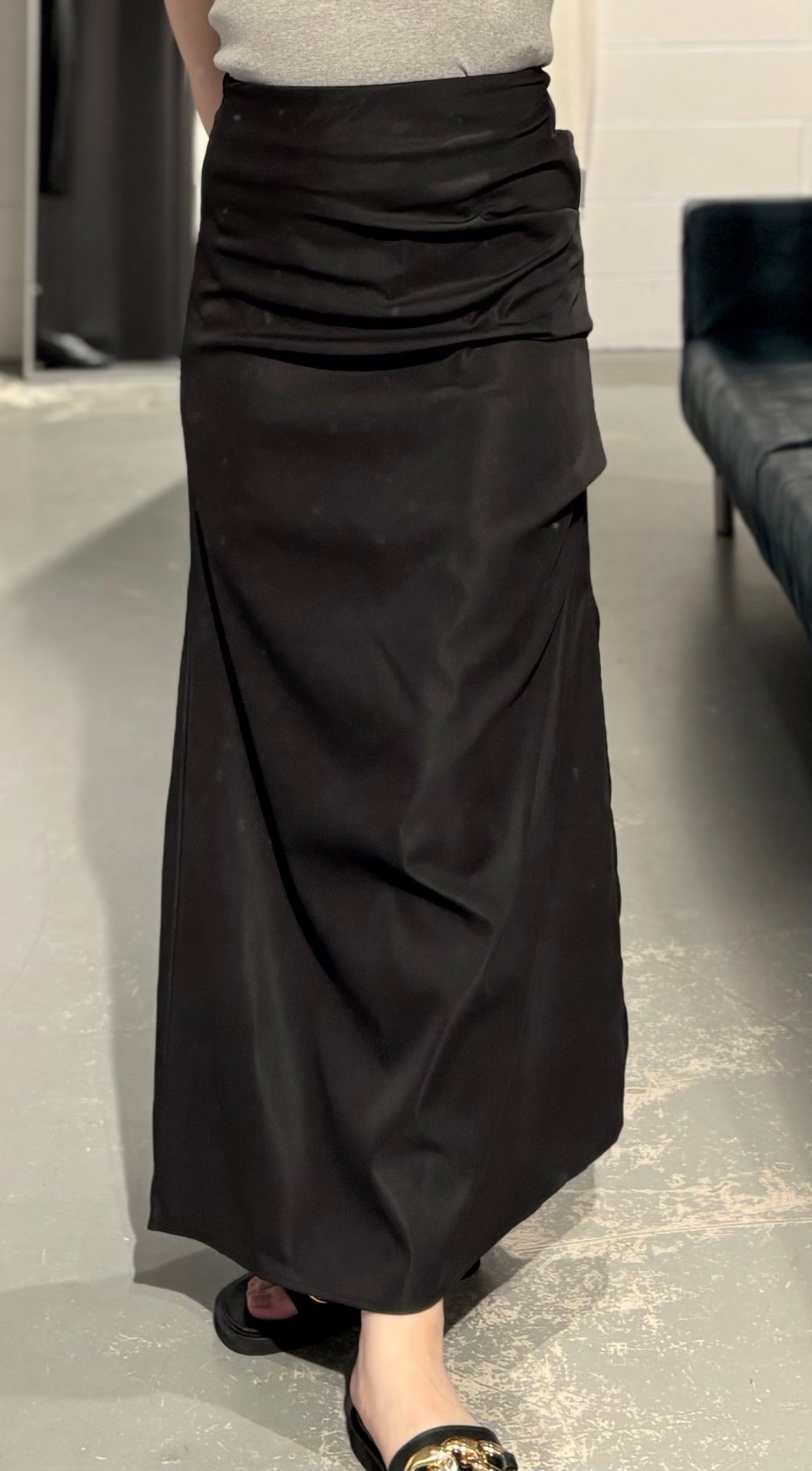 XY Side Shirring Long Skirt