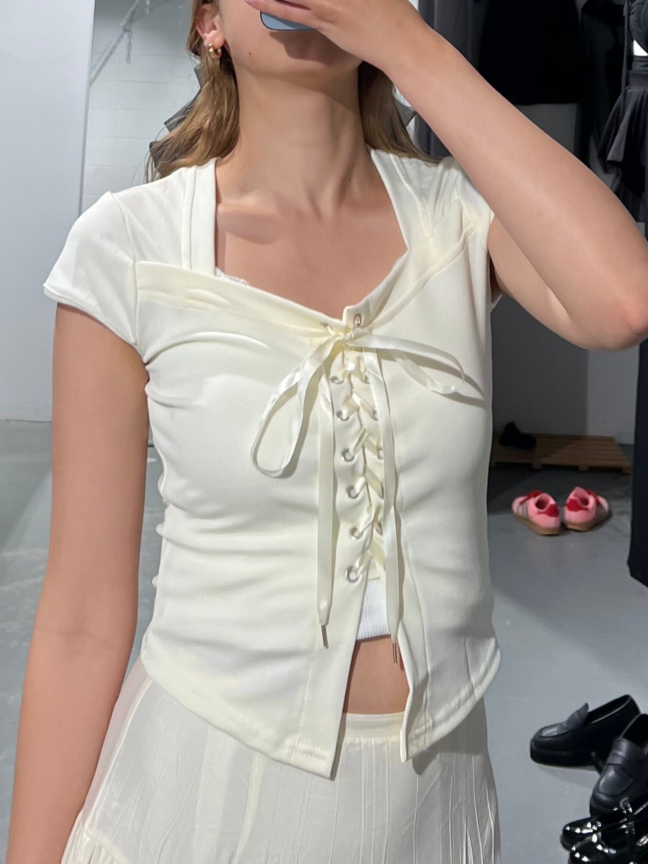 Mori Scarlet Eyelet Top