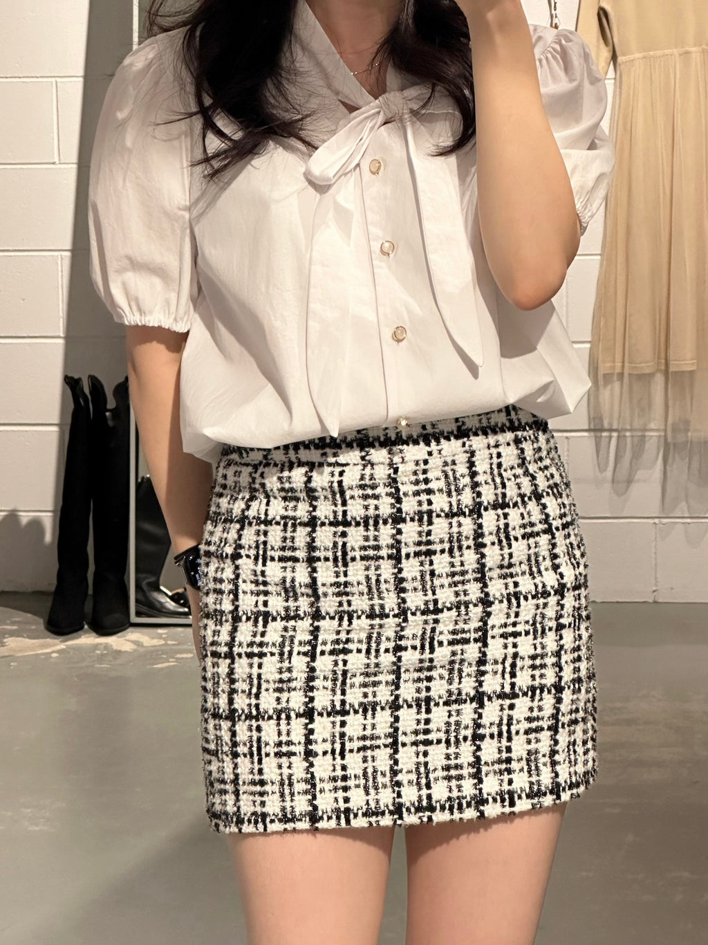 Heeshop Tweed Mini Skirt