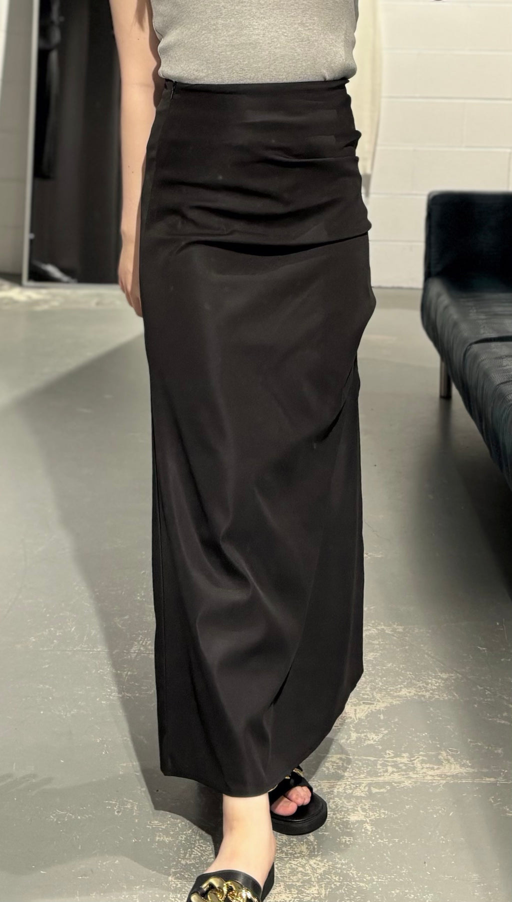 XY Side Shirring Long Skirt