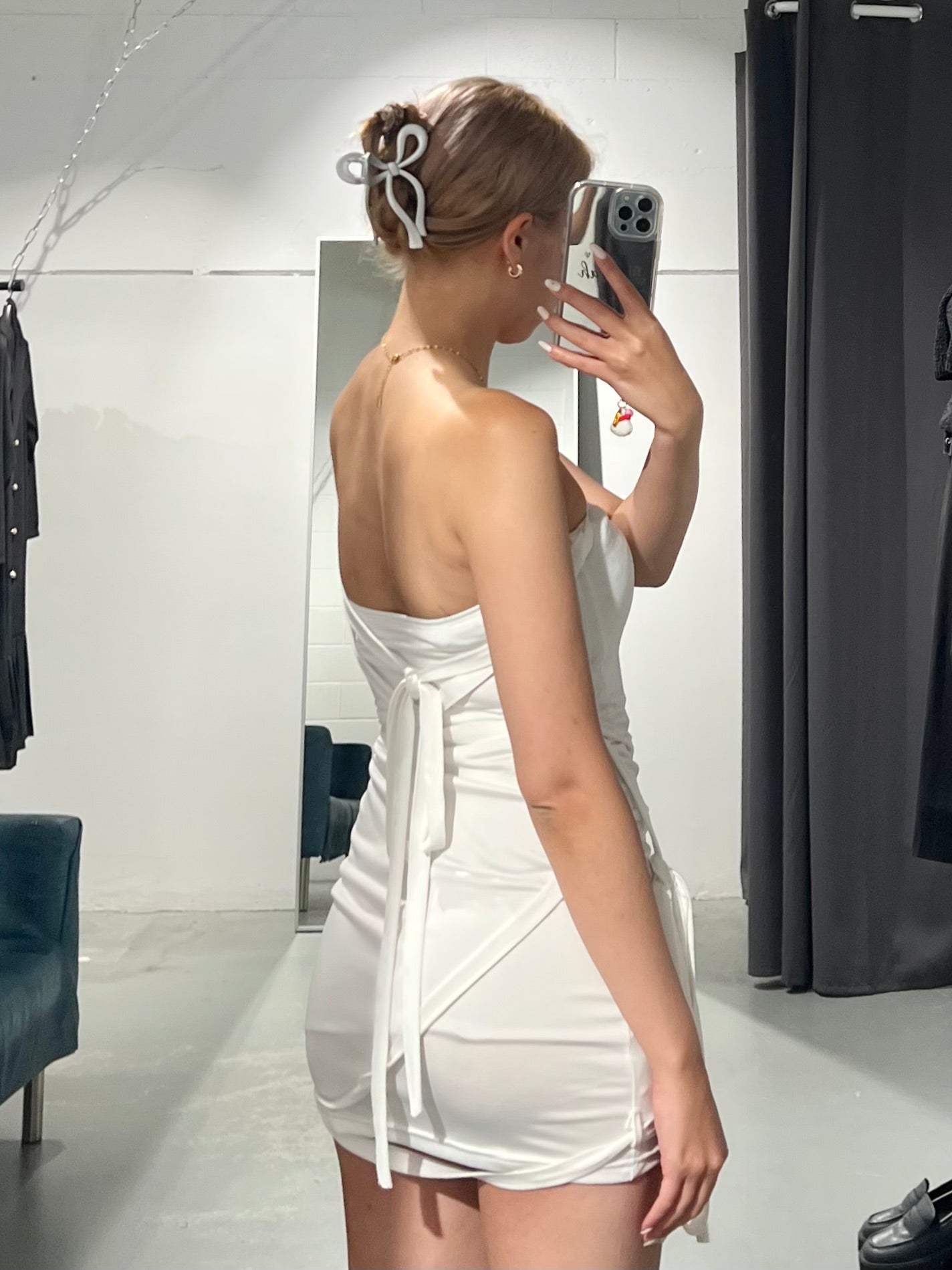 Peach White Wrap Dress