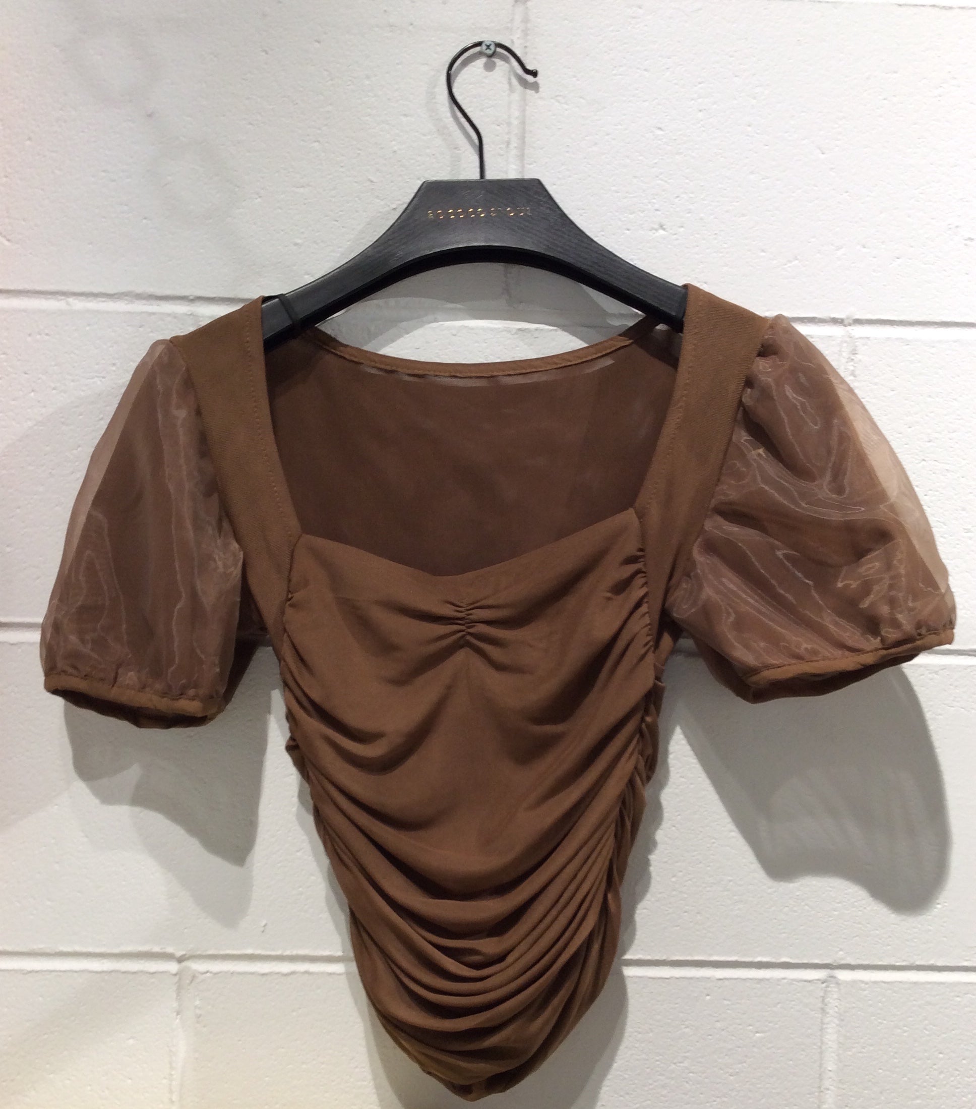 Yuni Mesh Puff Shirring Top