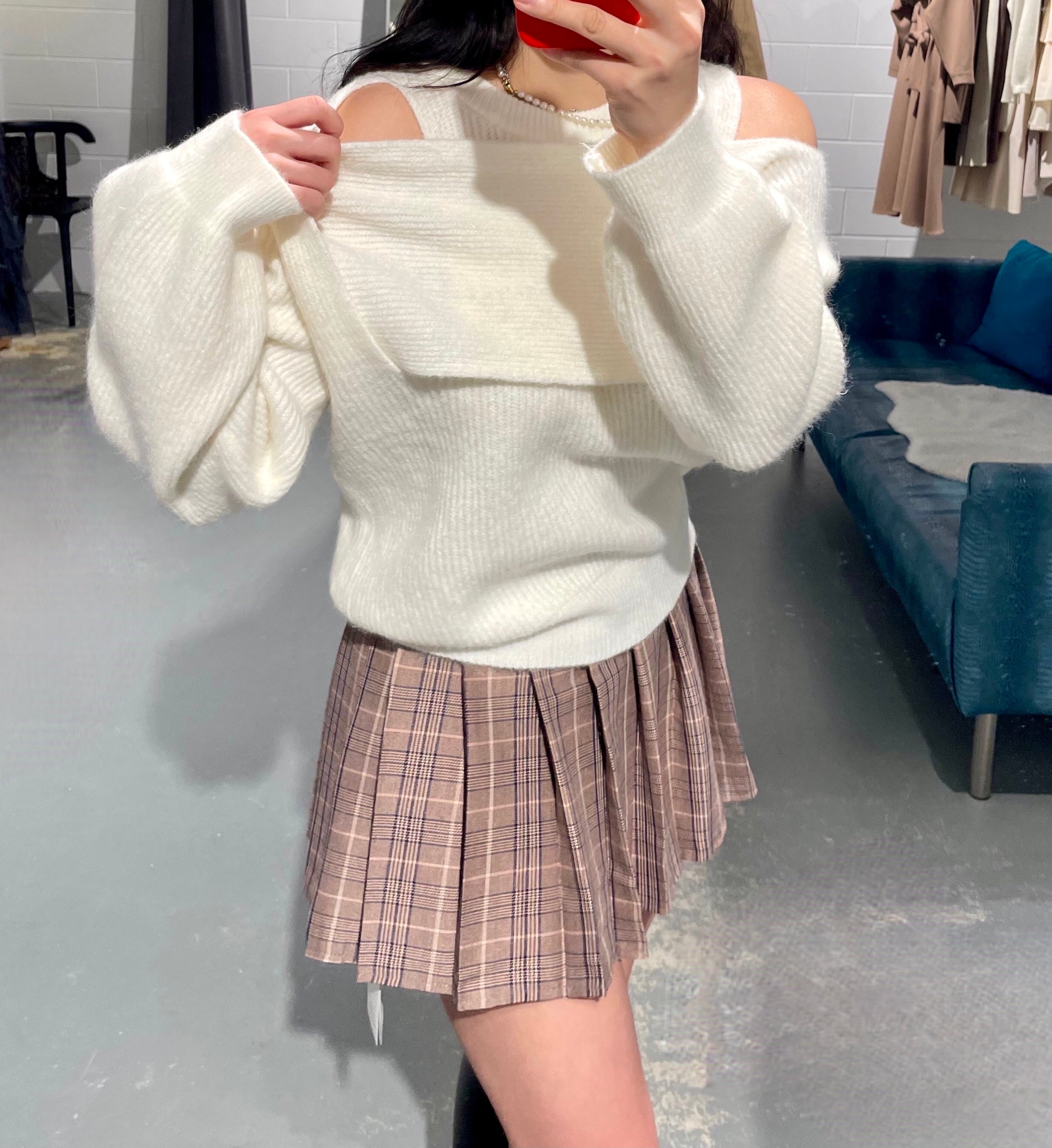 YUNA Check Pleated Skirt