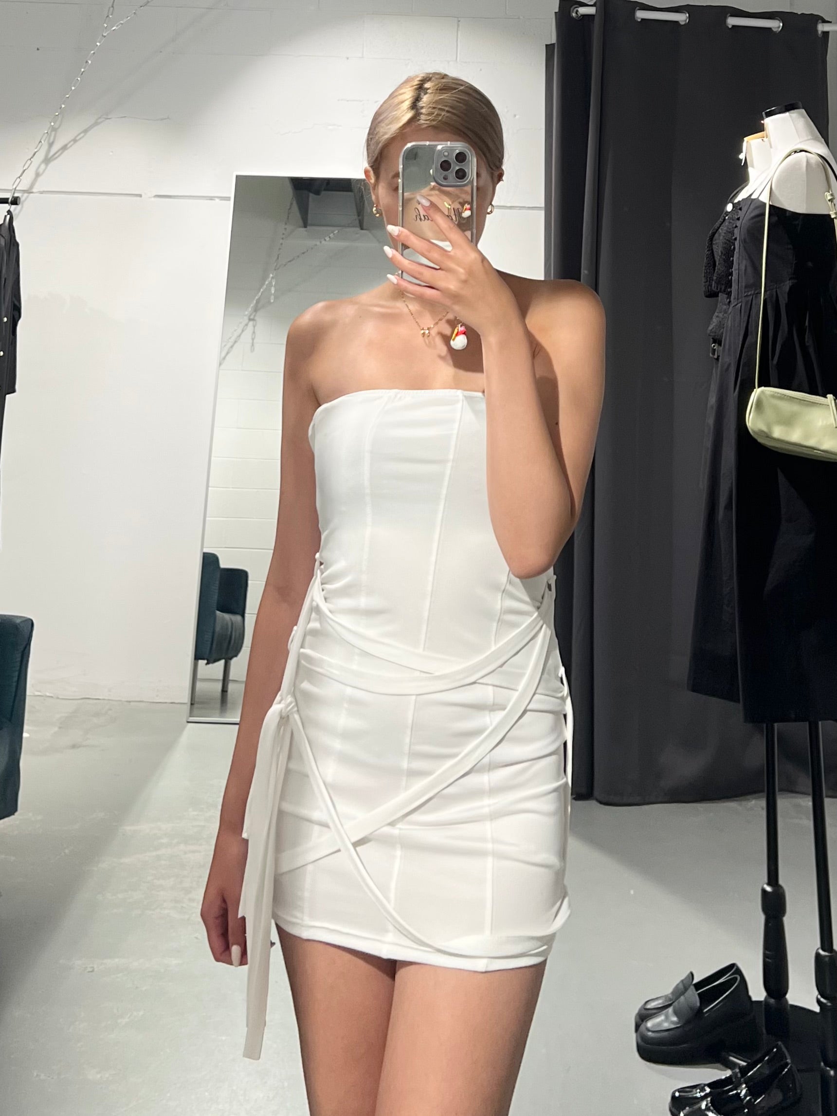 Peach White Wrap Dress
