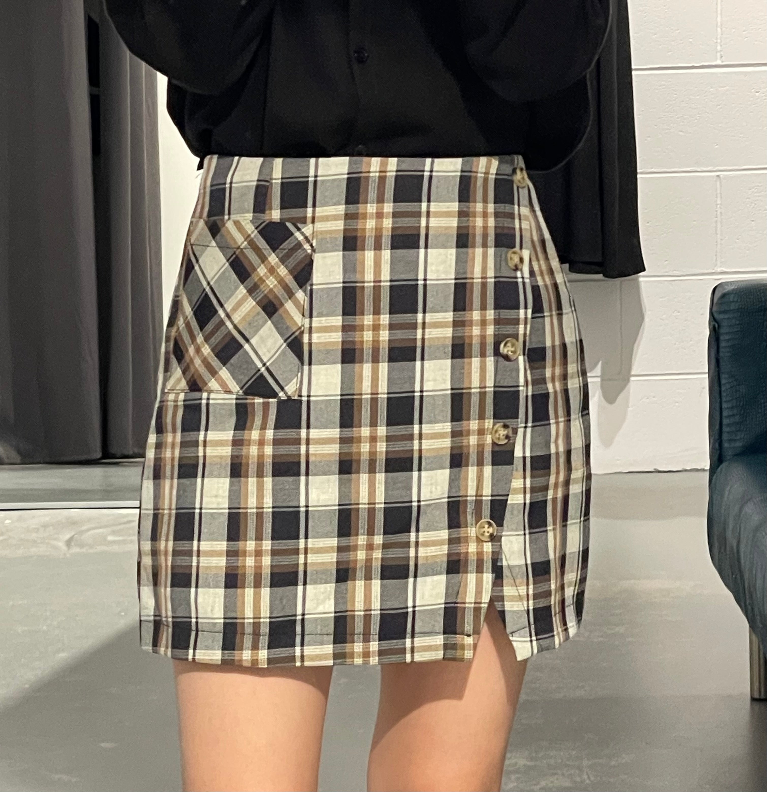 Miss ran Check Skirt