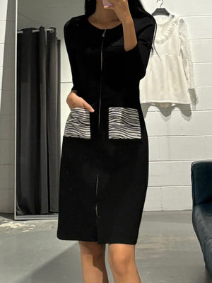 Zebra Pocket Zip Dress Jacket