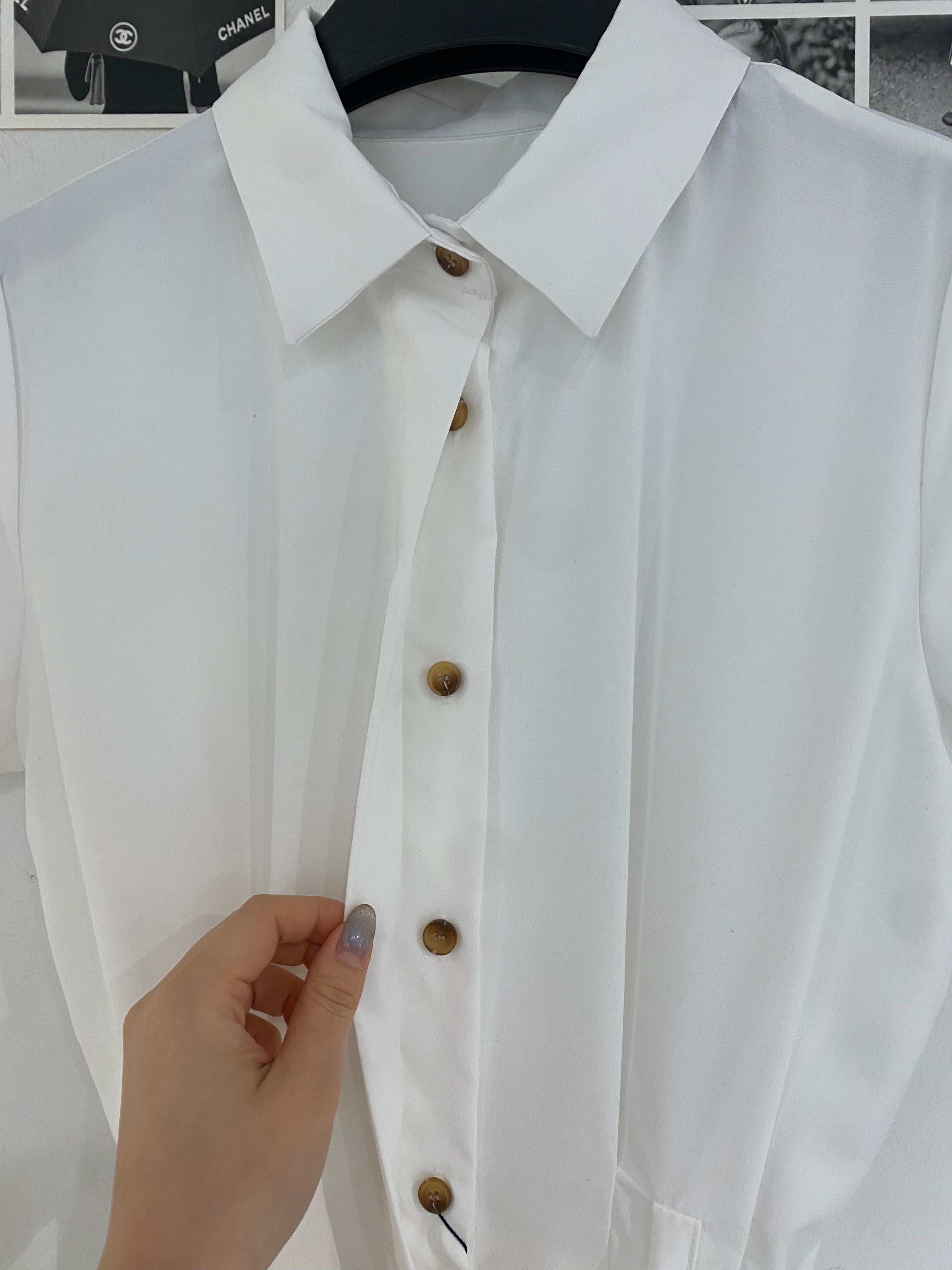 White Belt Shirt Long Dress