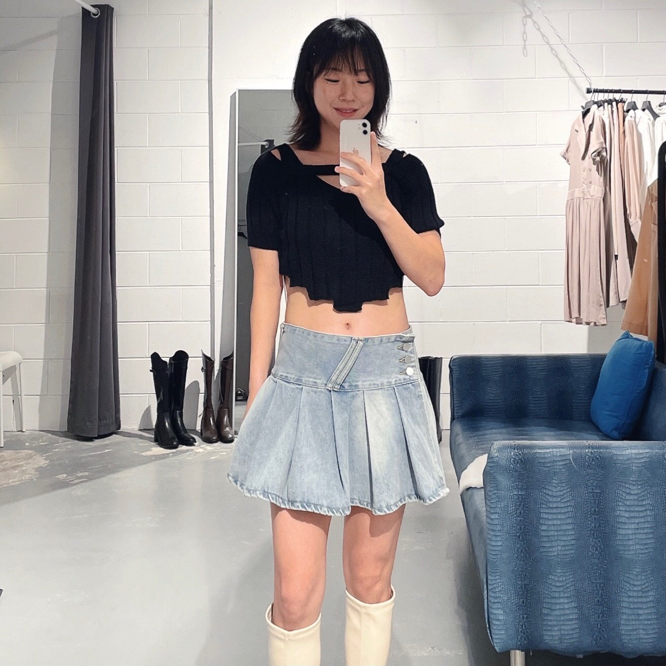 Yuni Low Denim Skirt