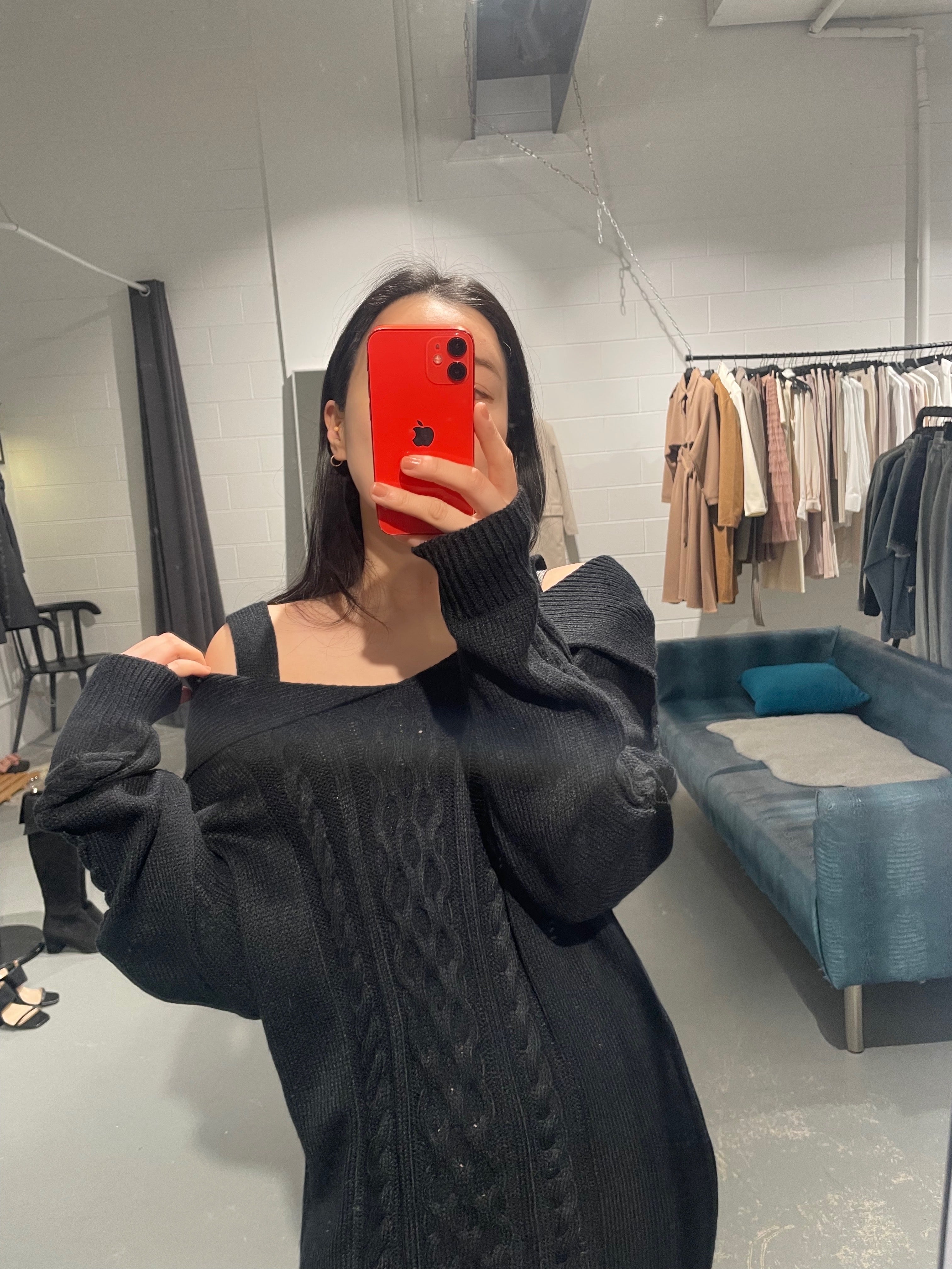 Collar Off Long Knit