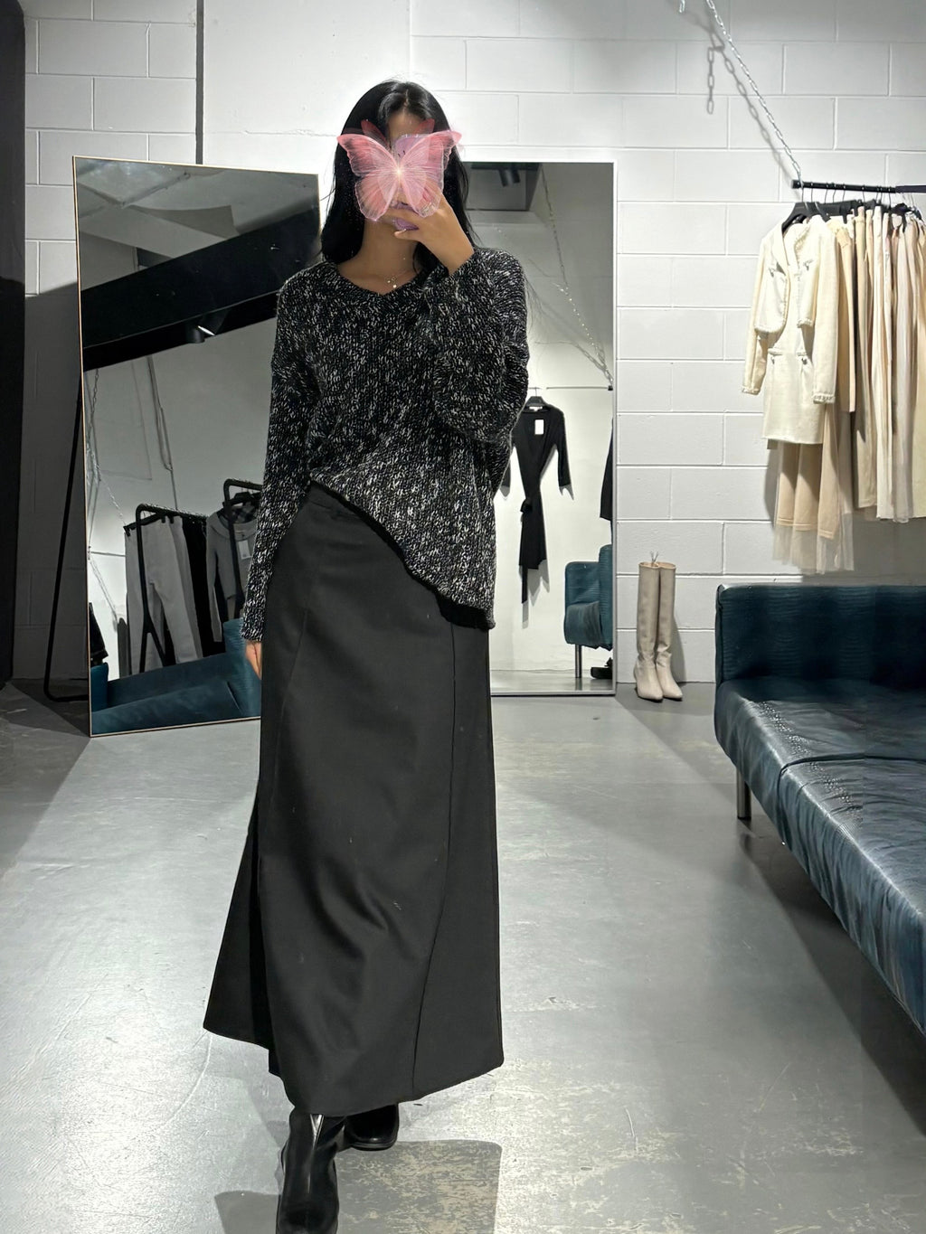 Yuni Black Long Skirt