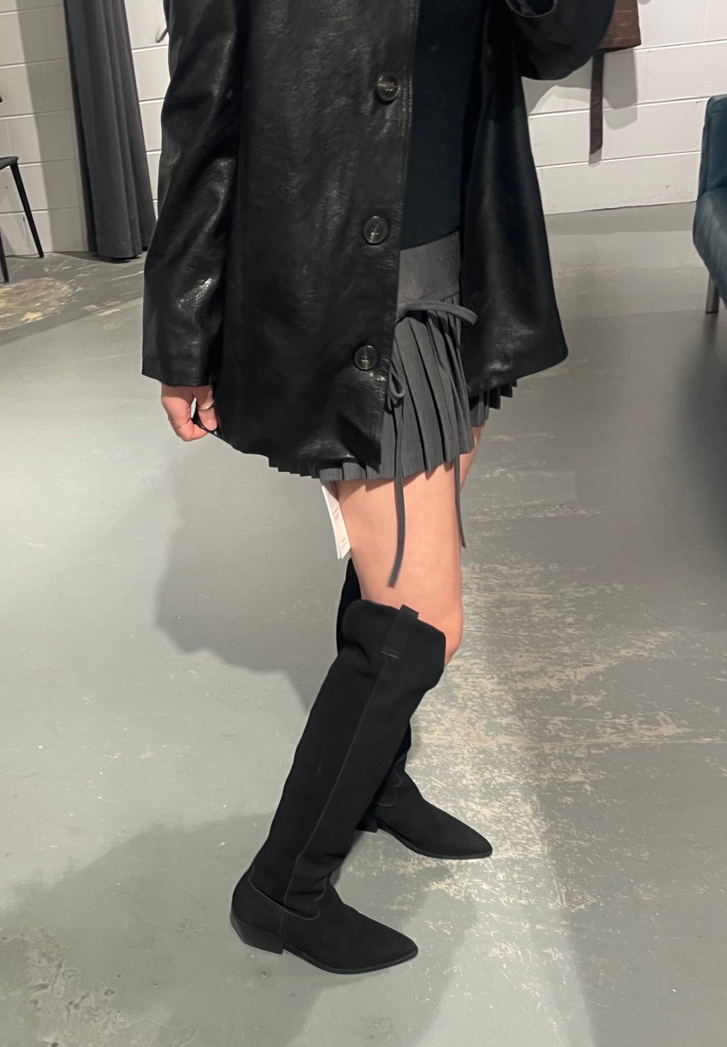 Over Belt Faux Leather Jacket