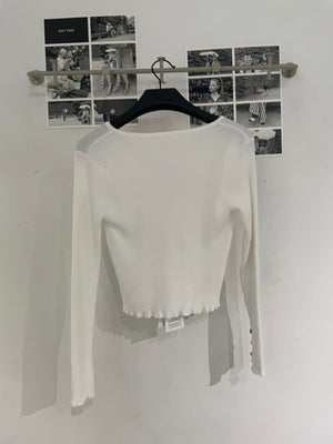 Ribbed Slim Cardigan w Jewel Buttons