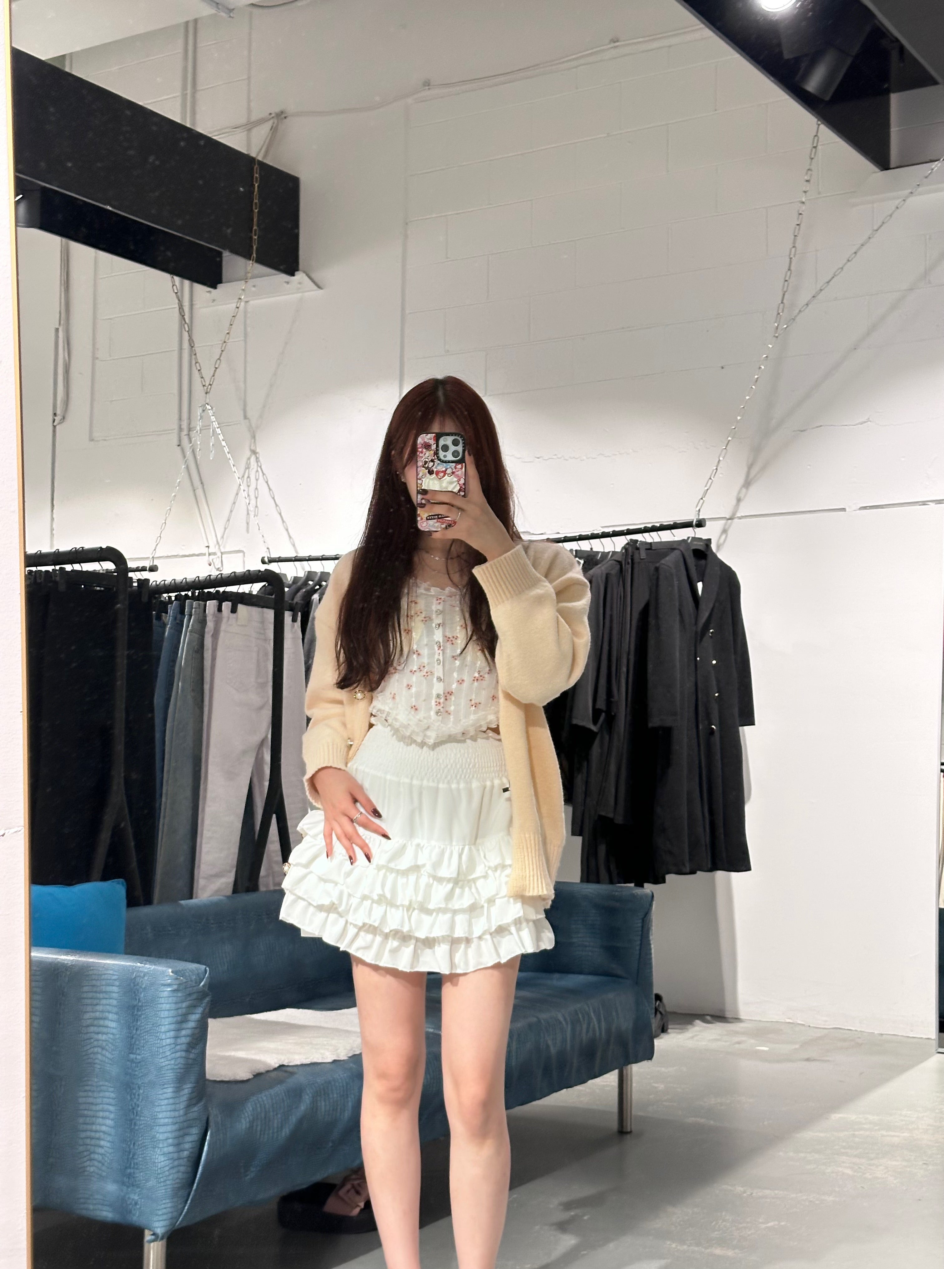 Shirring Layered Frill Skirt