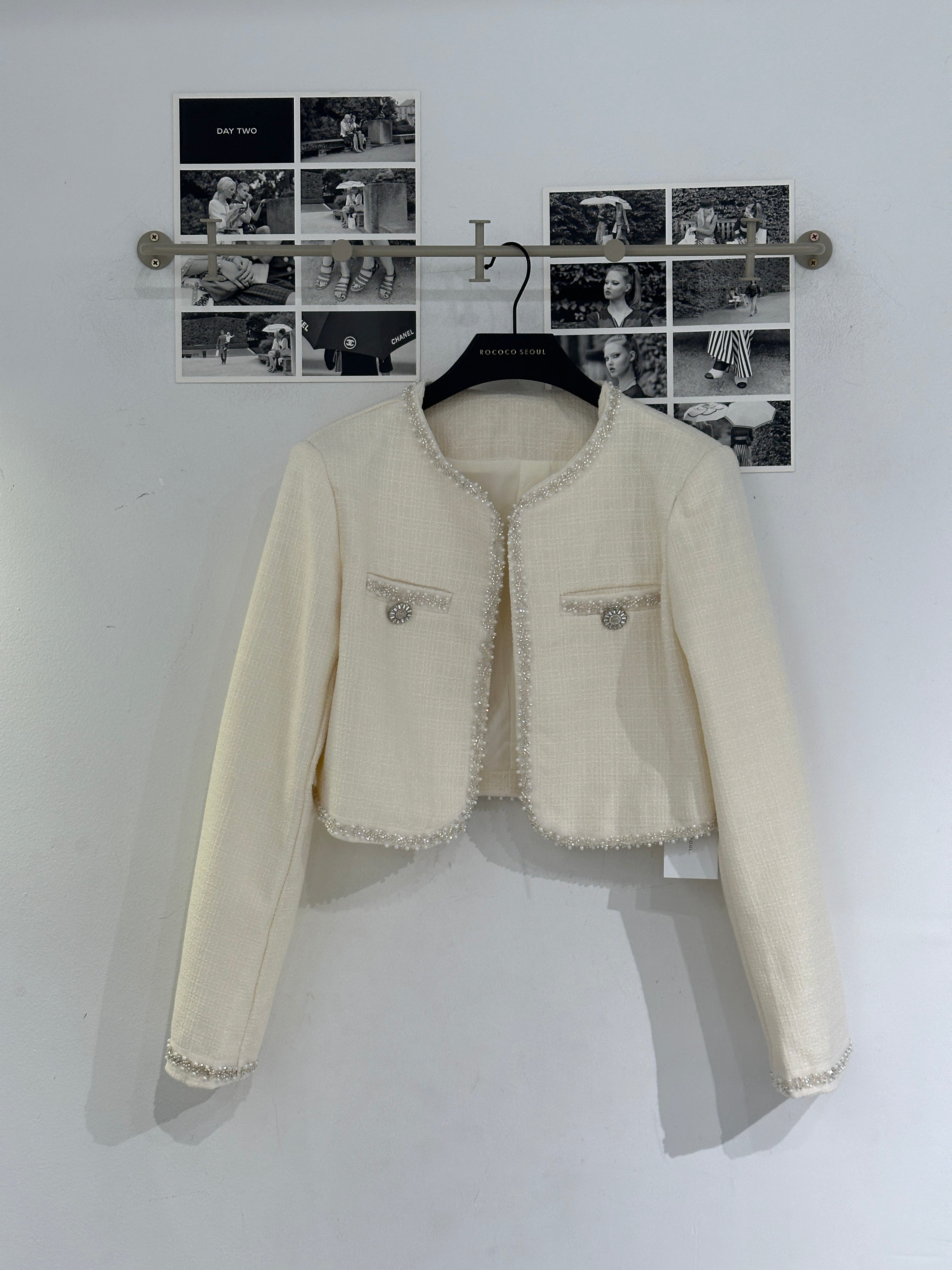 Maximax Beads Peal Tweed Cardigan