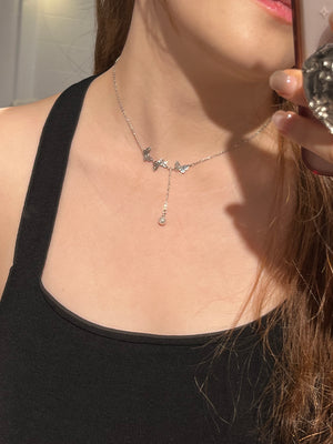 Butterfly Pearl Drop Necklace
