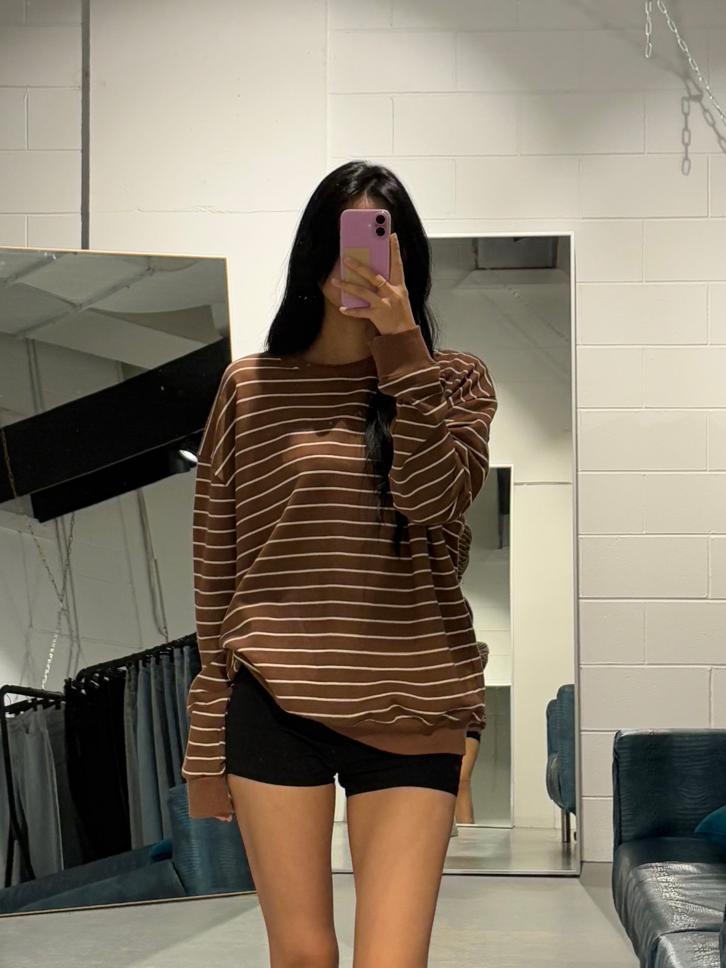 Brown Stripe Sweetshirt