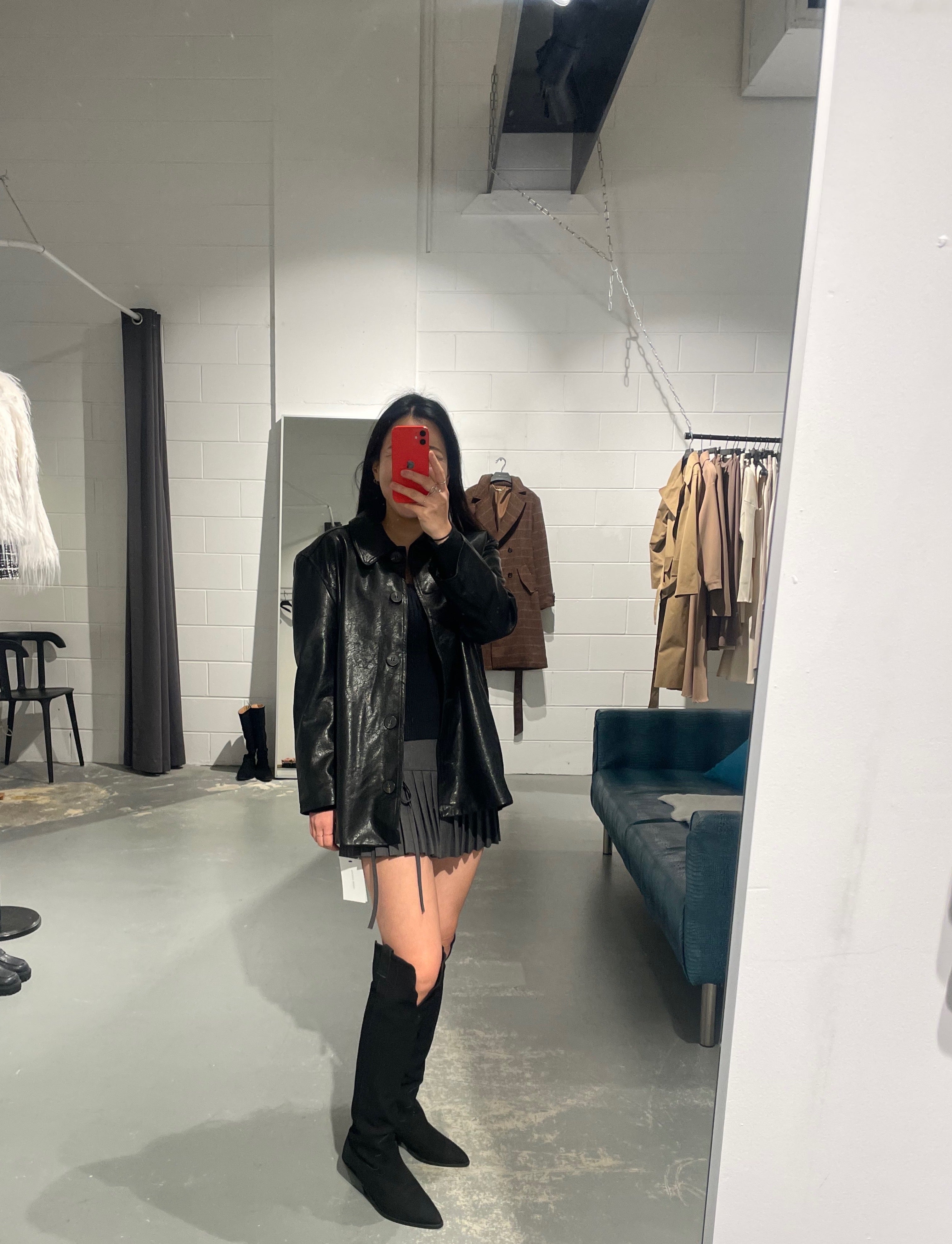 Over Belt Faux Leather Jacket