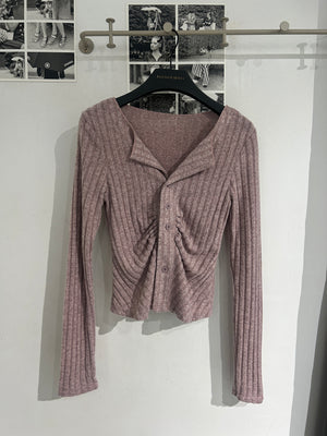 Carrot Shirring Ribbed Cardigan