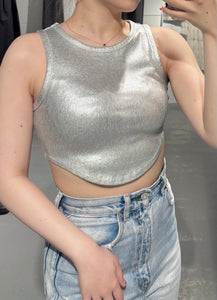 Silver Crop Tank Top