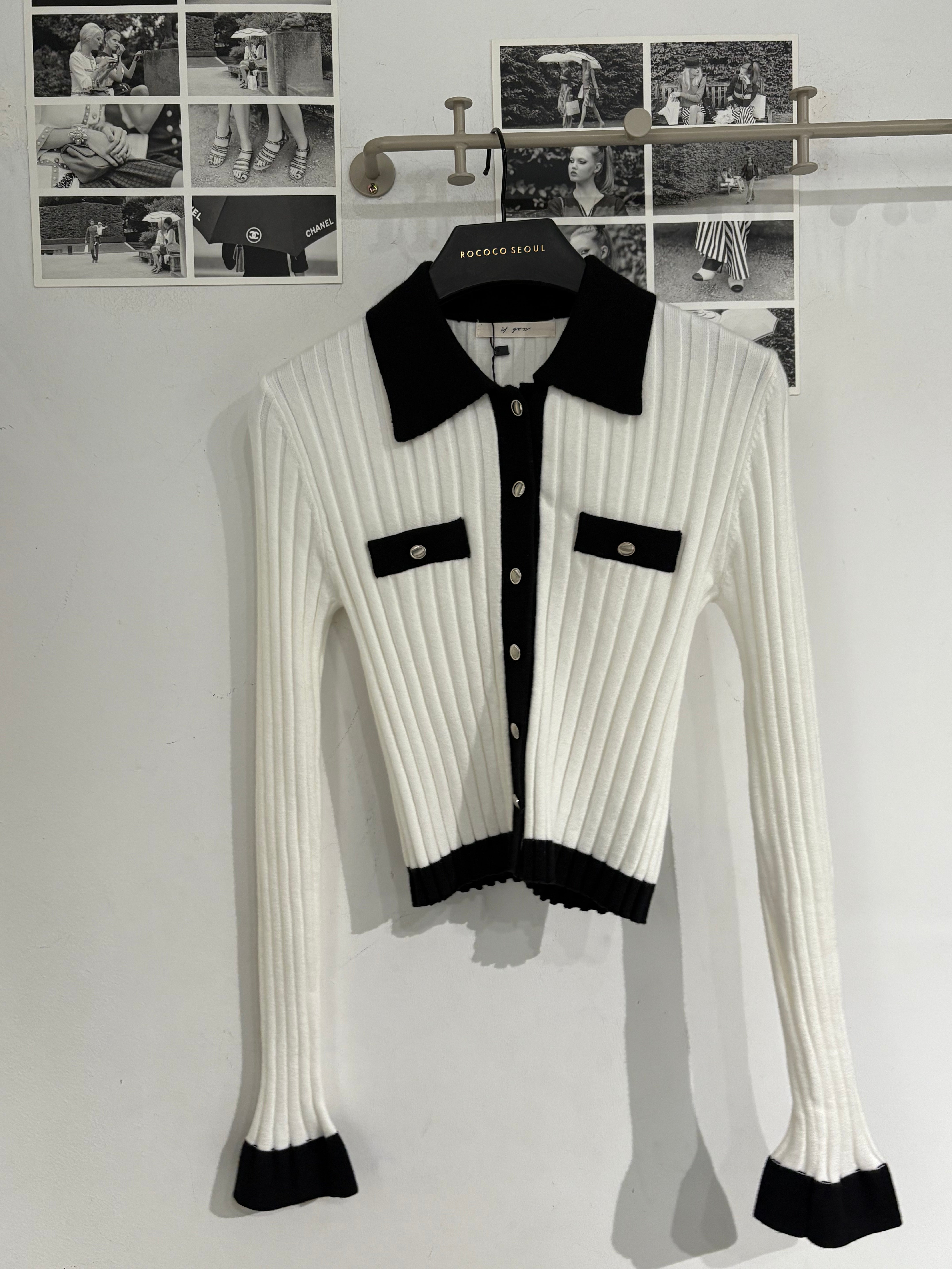 IfYou Ribbed Slim Knit Cardigan