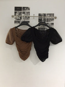 Yuni Mesh Puff Shirring Top