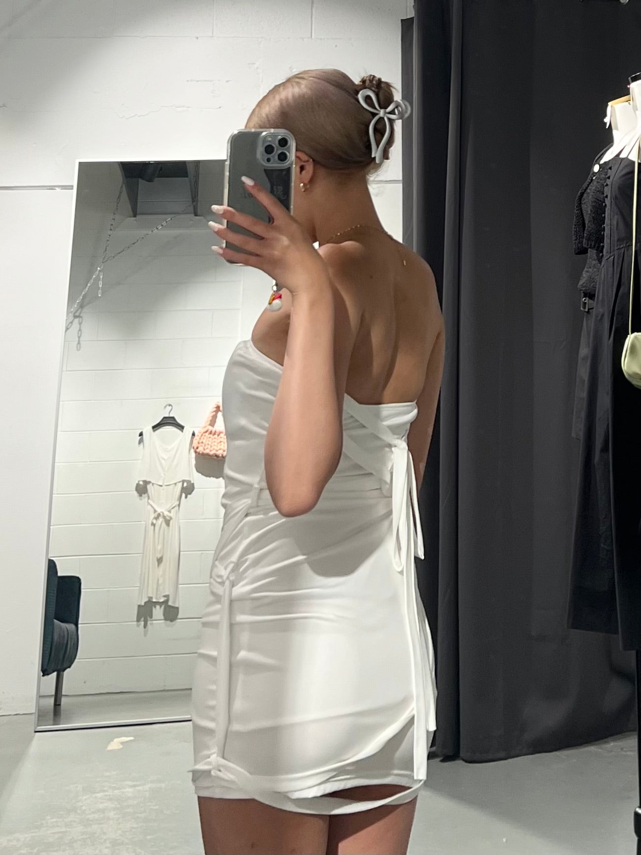 Peach White Wrap Dress