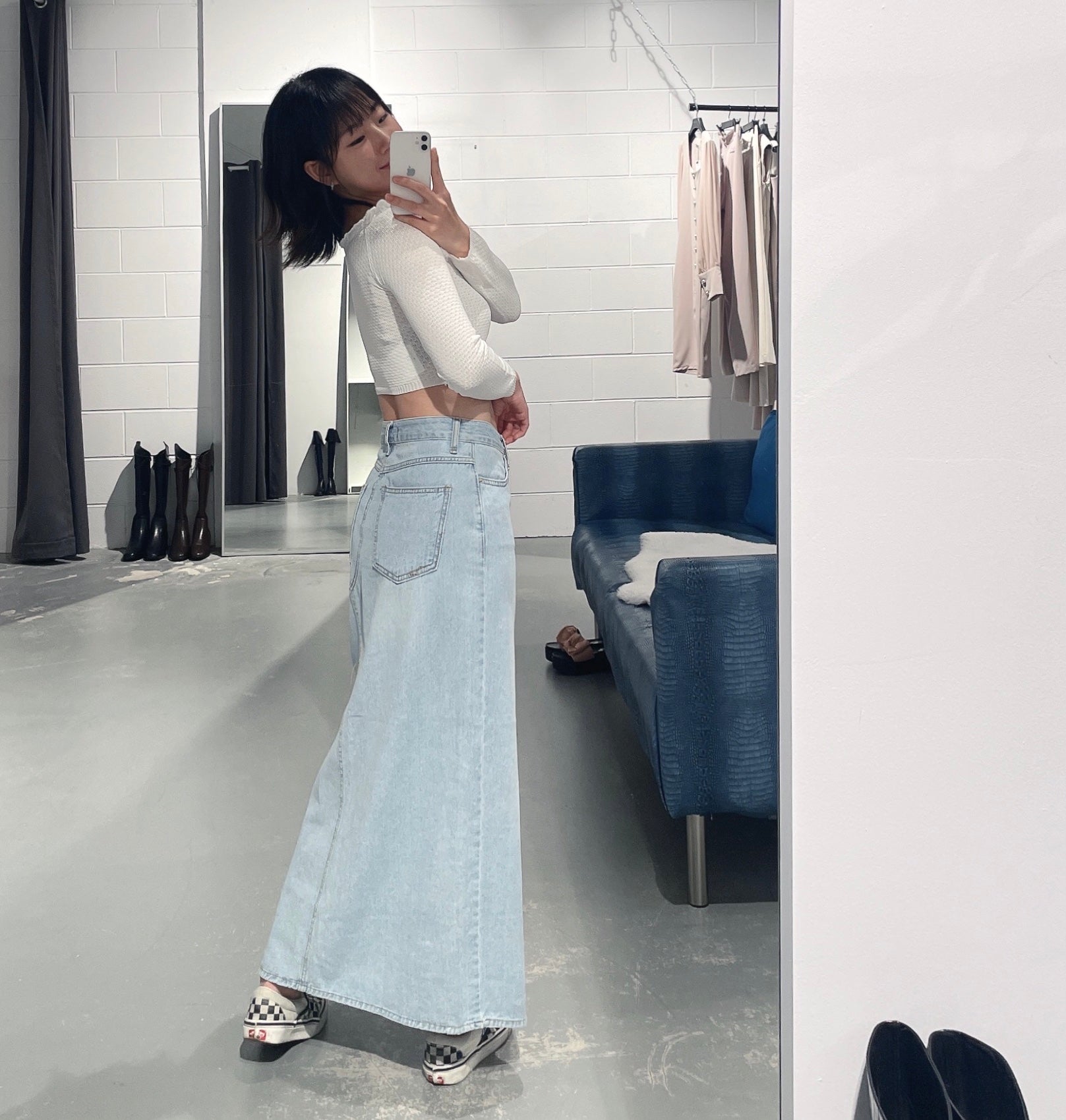 Flip Slit Denim Skirt