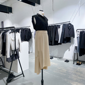 Arc Linen Slit Long Skirt
