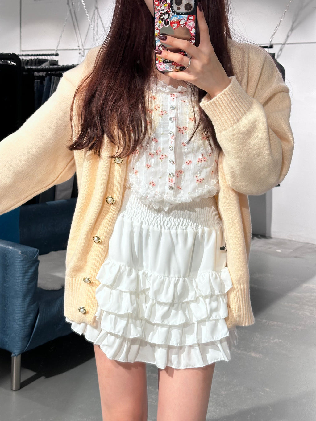 Shirring Layered Frill Skirt