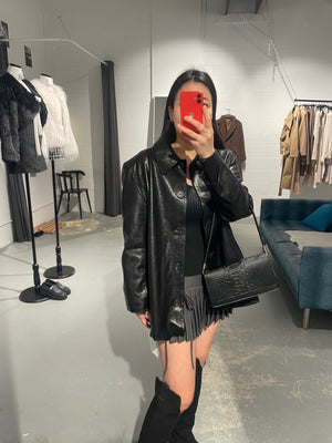 Over Belt Faux Leather Jacket