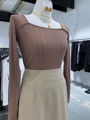 Arc Linen Slit Long Skirt