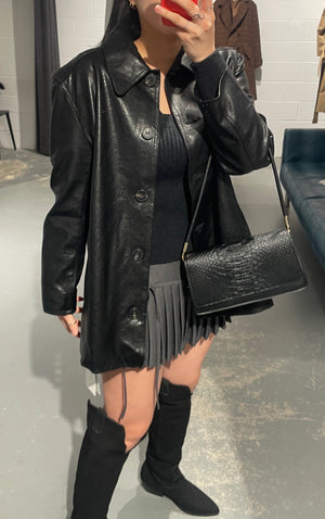 Over Belt Faux Leather Jacket