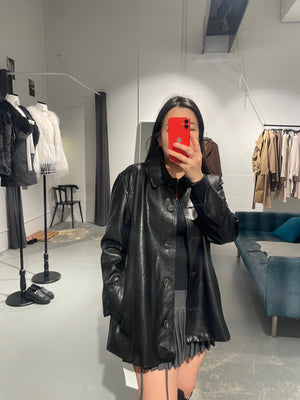 Over Belt Faux Leather Jacket