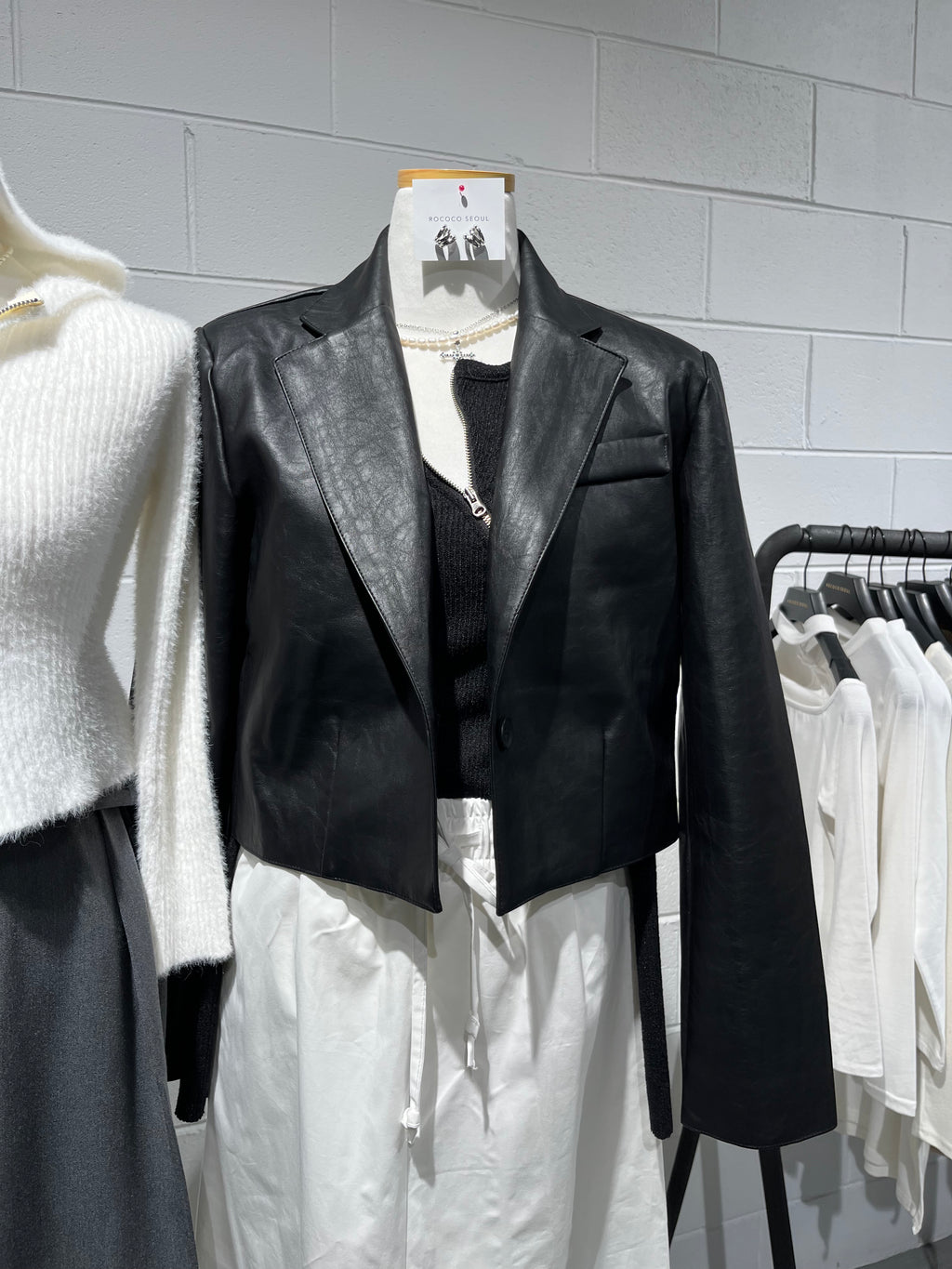 Zen Crop Faux Leather Jumper