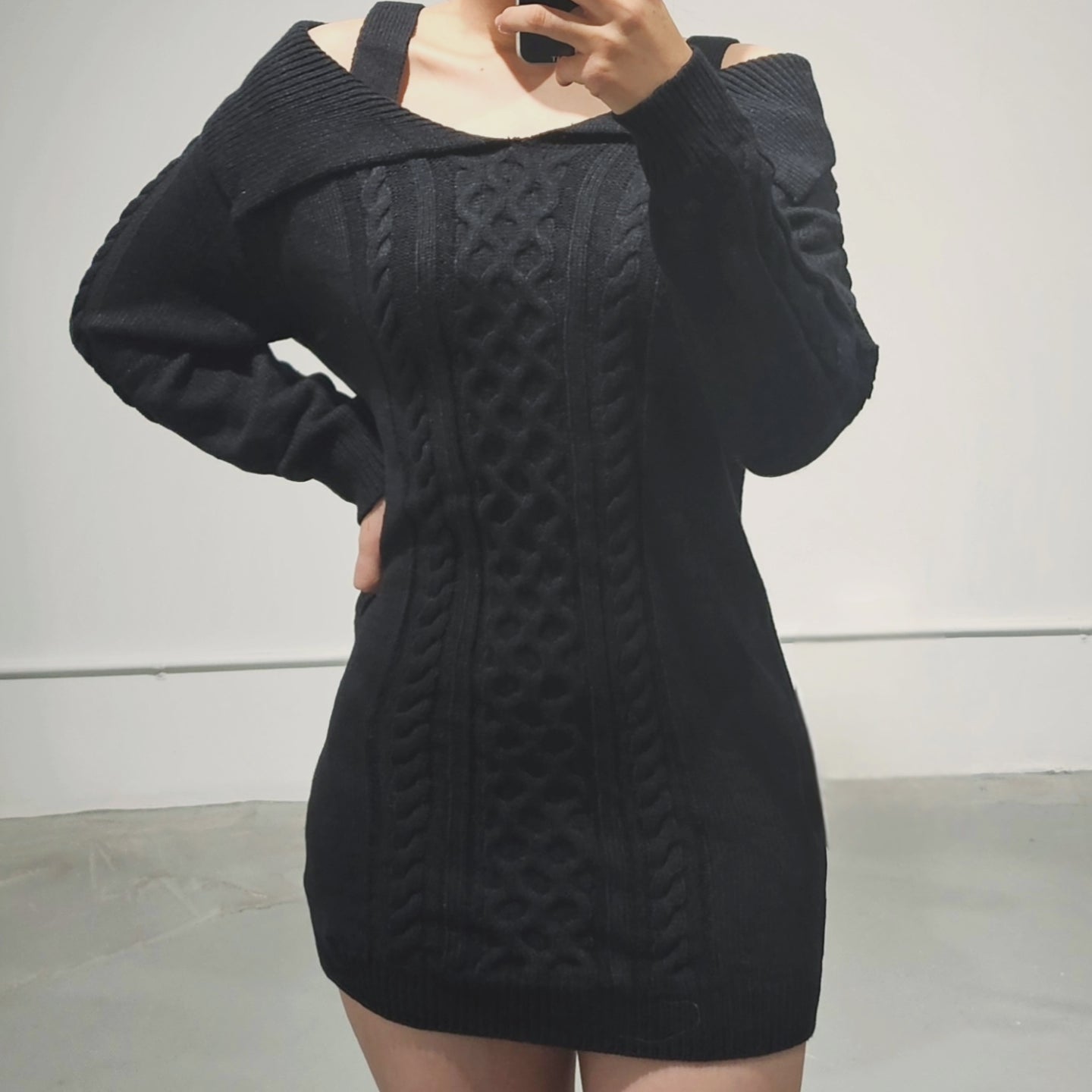Collar Off Long Knit