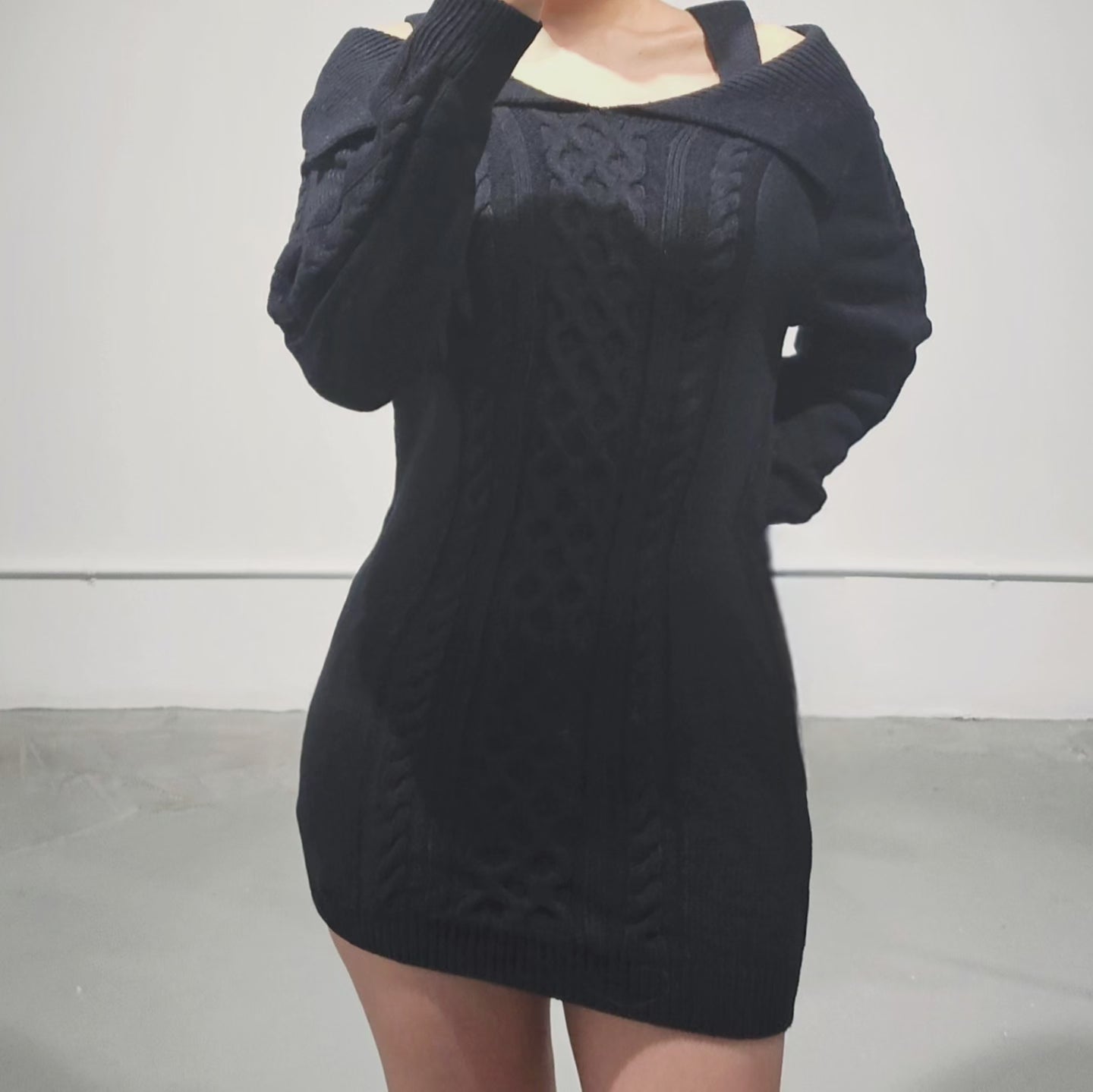 Collar Off Long Knit