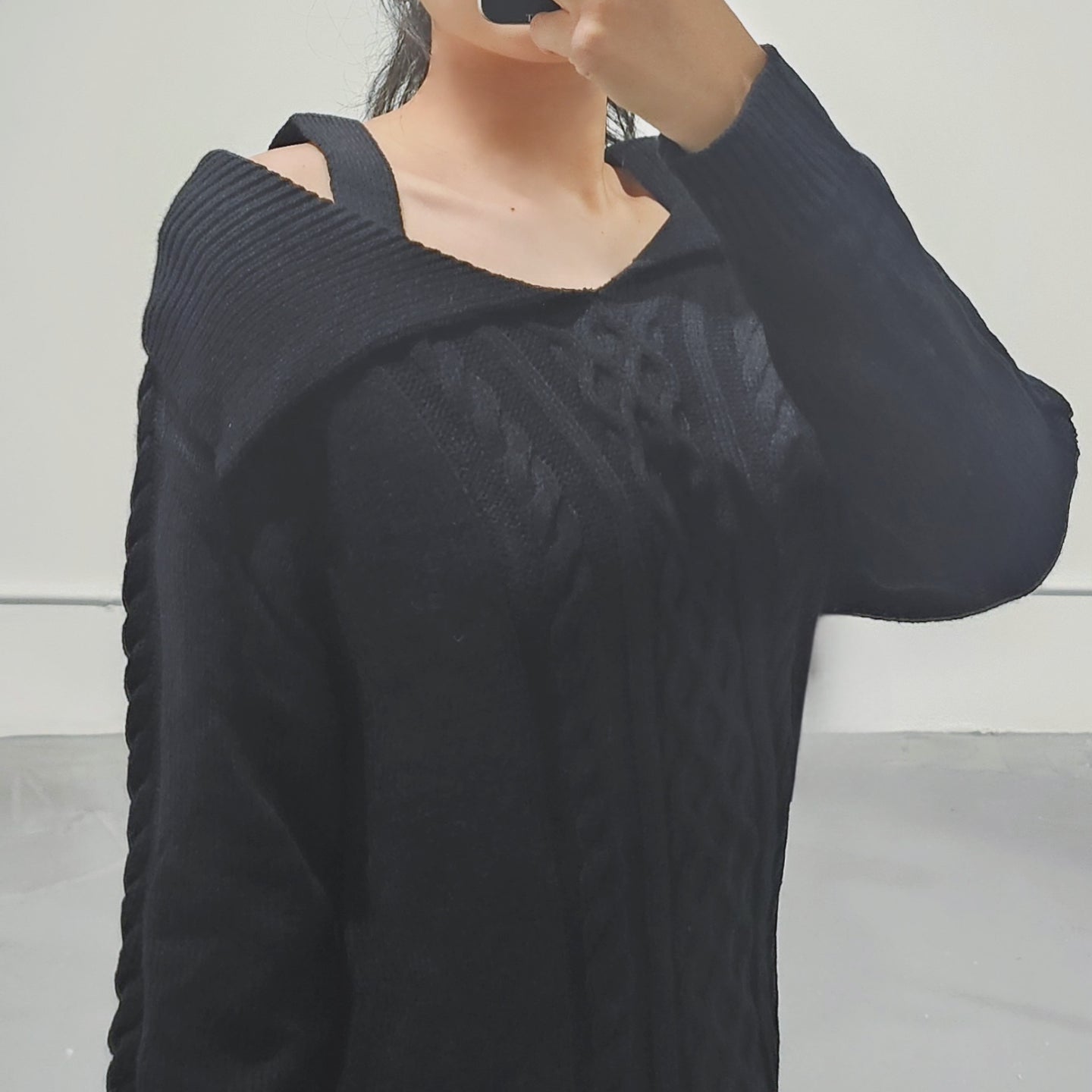 Collar Off Long Knit