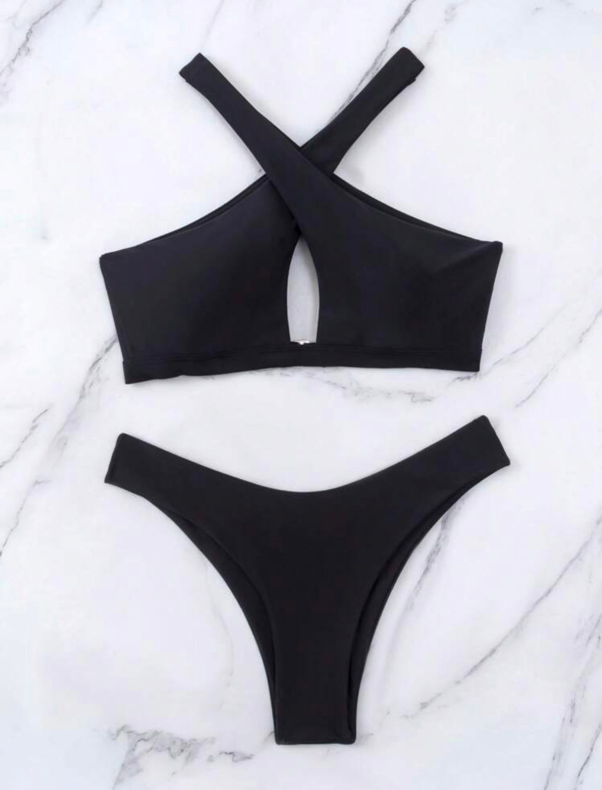 Black Cross Bikini Top