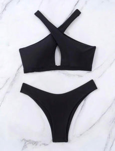 Black Cross Bikini Top
