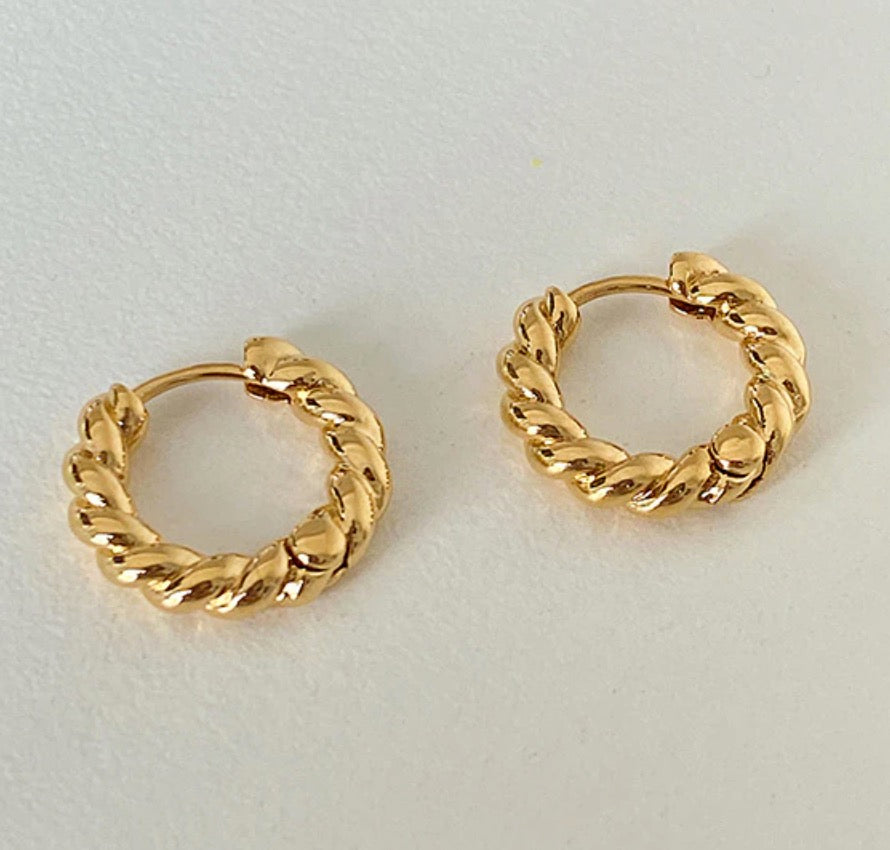 Vintage Cute Twisted Hoop Earrings (Silver 925)
